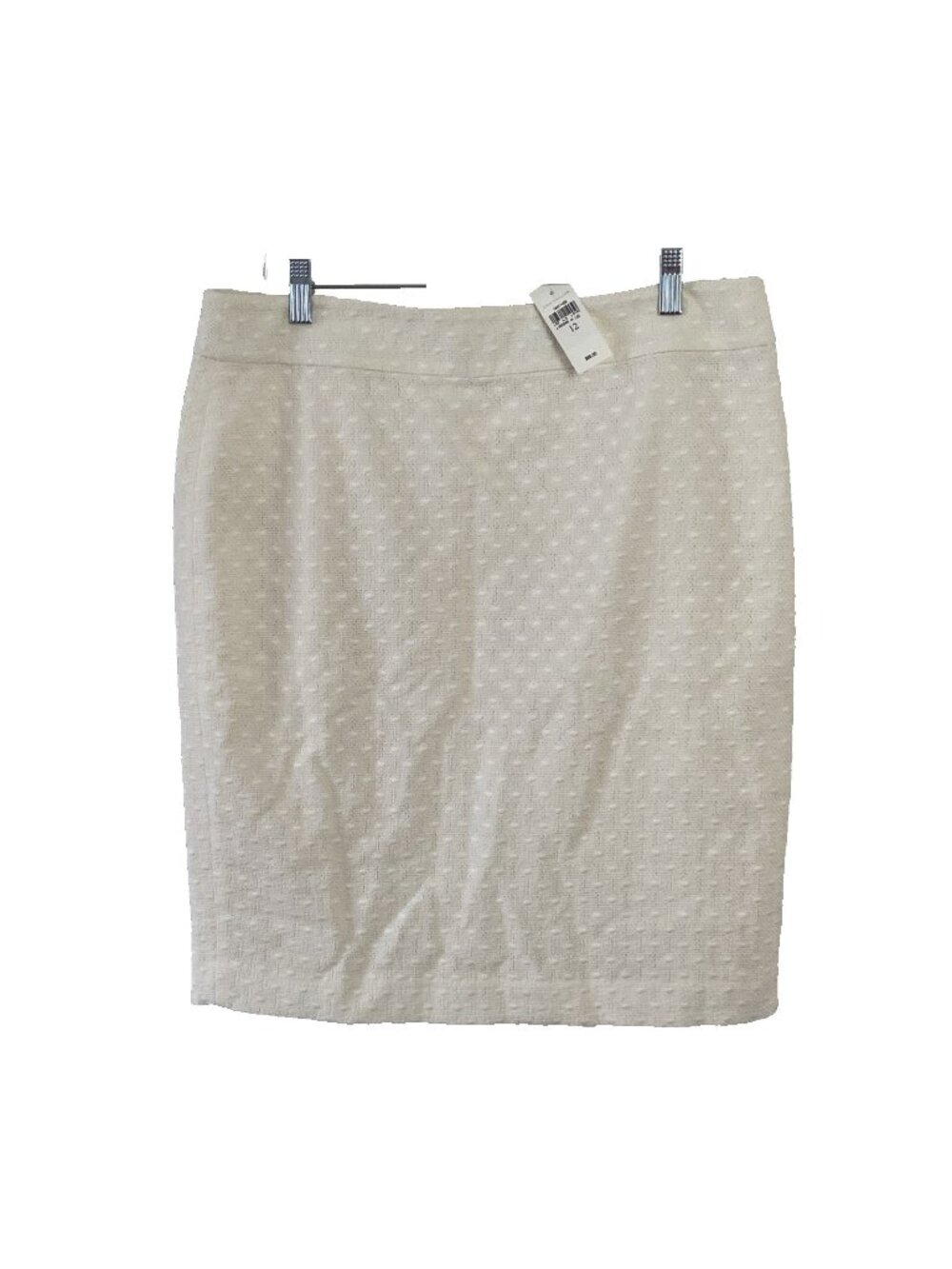 Ann Taylor Size 12  Career Preppy Pencil Skirt Ivory Zip Lined NWT $89